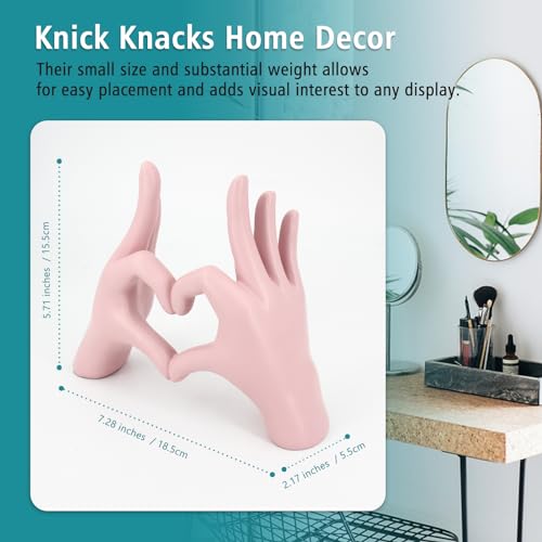Accessoryway Pink Heart Hands Sculpture Decor - Valentines Day Decorations for Living Room, Bedroom, Office & Shelf Decor,Unique Heart Hands Ring Holder Display for Girls & Wedding Decorations - color: Blush Pink