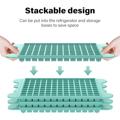 Mini Ice Cube Tray for Freezer: FDDBI Small Ice Trays for Freezer with Bin - 117×4PCS Easy Release Nugget Ice Tray - Crushed Ice Tray with Container - color: blue-gray