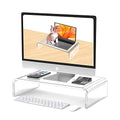 Acrylic Monitor Stand Riser Acrylic Laptop Stand Riser PC Holder Clear Computer Monitor Stand for Desk White Laptop Stand for Desk Compatible with iMac MacBook All Notebooks - style: 16''
