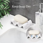 Luxspire Soap Dish, Marble Soap Dish, Self-draining Tray, Soap Holder Saver for Shower, Bathroom, Sink, Kitchen and Countertop, Gravel White, 2 Pack - color: Gravel White, size: 2 PCS