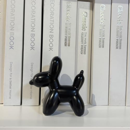 Modern Balloon Dog Decorative Sculpture,Ceramic Dog Figurines Statues Contemporary Art Decor for Living Room,Bedroom,Desk,Bookshelf,Shelf,Coffee Table, Fireplace Mantel (Black) - color: Black