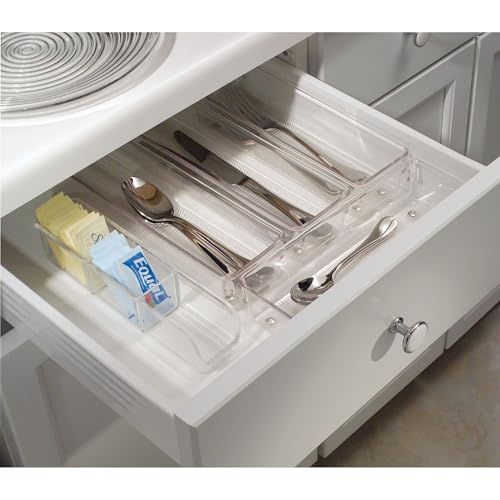 iDesign Plastic Drawer Organizer Bins - Storage for Kitchen, Bathroom, and Desk Drawers - Set of 3 - Clear - style: Pack of 3