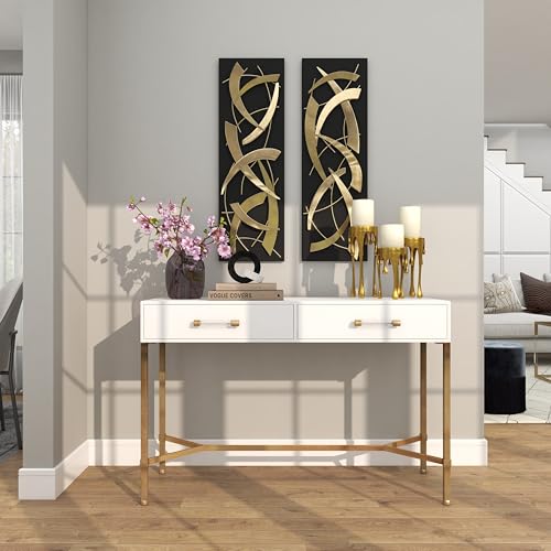 CosmoLiving by Cosmopolitan Aluminum Metal Abstract Decorative Candle Holder Melting Drip Candle Stand, Set of 3 Candlestick Holder 12", 10", 8"H, Gold - color: Gold