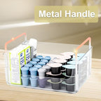 Clear Makeup Organizer Tray with Handles Bathroom & Vanity Storage for Cosmetics, Skincare - Countertop Organizer Kitchen Cabinet Storage Tray
