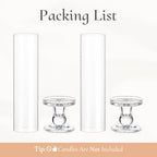 Hurricane Glass Taper Candle Holder: 2Pcs Tall Hurricane Candle Holder for Home Clear Tapered Candlestick Holders with Open Ended Glass Sleeve Candle Stick Holder for Table Centerpieces - size: S - 2 Pcs