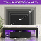 JUMMICO TV Stand, Modern Lighting TV Cabinet Entertainment Center Media and Open Shelf, TV Console Table with 1 Drawer and Remote Control, 20 Color LED Lights up to 70 Inch TV (Black) - color: Black, size: 60 Inches