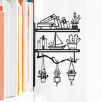 Plants on The Bookshelf Patterns Metal Decorative Splint 7.68 x 7.09 inches, Bookshelf Decor Aesthetic, Home Library Decor, Book Shelf Decorations