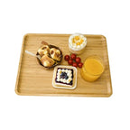 Bamboo Serving Tray Rectangle Platter Breakfast Dinner Food Bed Tray for Eating Kitchen Restaurants (1, 15.7" x 12.8" x 0.8" (no Handle)) - size: 15.7" x 12.8" x 0.8"