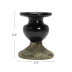 Creative Co-Op 2-Tone Sculptural Terracotta Pillar Candle Holder, Distressed Black - color: Black, size: 5.5" W x 6.5" H