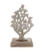 VANIYA CRAFTS® Rustic Wooden Tree Shape Table Sculpture – Handmade Carved Home Decor Accent for Living Room, Bedroom, Entryway, or Office (Antique White Finish)