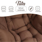 Tiita Lazy Chair with Ottoman, Brown Modern Large Accent Chair, Comfy Leisure Sofa Armchair with Ottoman, Reading Chair with Footrest for Bedroom, Living Room, Dorm Rooms, Brown - color: Peach Skin Brown