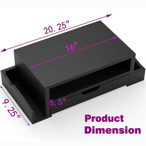Simple Trending Monitor Stand Riser and Computer Wood Desk Organizer with Drawer and Pen Holder for Laptop, Computer, iMac, Black