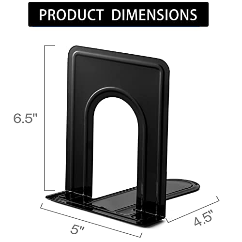 Book Ends, Heavy Duty Bookends to Hold Books, Metal Bookends for Home Office Decorative, Book Ends for Heavy Books/Movies/CDs, Black 6.5 x 5 x 5.7 in, 7 Pair/ 14Piece