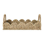 Household Essentials Seagrass Tray with Scalloped Edge, Natural - color: Natural Seagrass, size: 14" x 10" x 5"