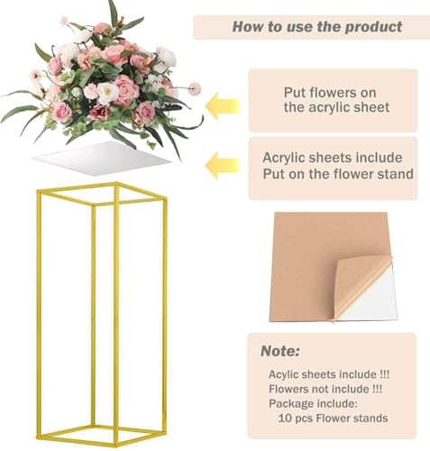 23.6inch 2 pcs Column Vases Gold Centerpieces for Table Metal Flower Stand Gold Wedding Centerpieces for Tables Party Floral Stands for Flowers - size: 23.62 Inches - 2 pcs