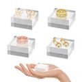SAMYUCHO Acrylic Base 4 Pieces Acrylic Blocks for Display 2 X 2 X 1 Inch Square Riser Display Stands Trophy Base Pedestal Stands Clear Cube for Trophy Jewelry Props Food Party Crafts