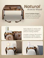 HOLANA 15.75" Acacia Couch Armrest Table - Wood Couch Arm Tray with Phone Holder – Sofa Side Table, Armchair Caddy, Sofa Arm Table for Home Sofa Living Room (Walnut) - color: Walnut, size: 15.8" x 11" x 2"
