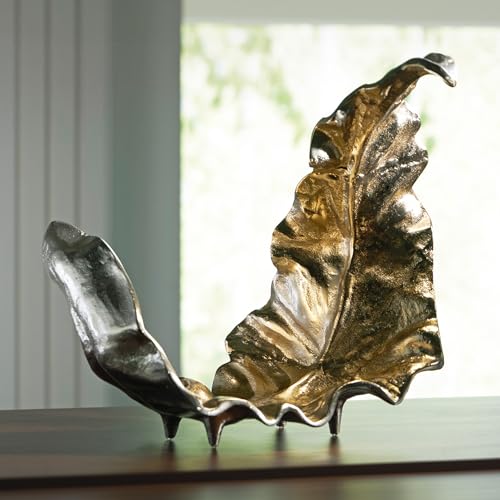 Signature Design by Ashley Darinsen Modern Metal Leaf Sculpture, Gold & Silver