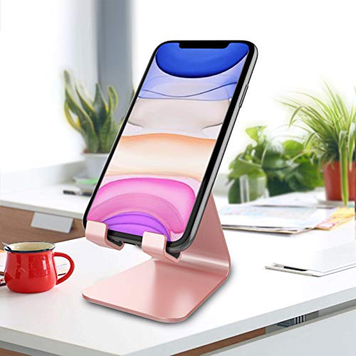 CreaDream Cell Phone Stand, Cradle, Holder, Aluminum Desktop Stand Compatible with Switch, All Smart Phone, iPhone 15 14 13 12 Pro Max Plus Mini Xr X Se 8 SE -Rose Gold - color: Rose Gold