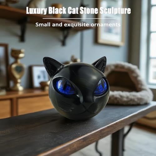 Luxury Black Cat Sculpture Resin Mini Cat Ornament - Elegant Home or Office Decor