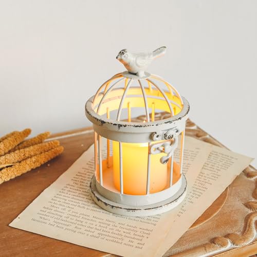 Bird Cage Shaped Metal Tea Light Candle Holder Farmhouse Decorative Candle Holder Vintage Tea Light Holder for Home Table Centerpiece Decoration - 3.54"x3.54"x5.51"