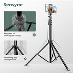 SENSYNE 72" Phone Tripod, Extendable Cell Phone Tripod Stand, Selfie Stick with Wireless Remote and Phone Holder, Compatible with iPhone Android Phone, Camera - color: Black, size: 72-inch