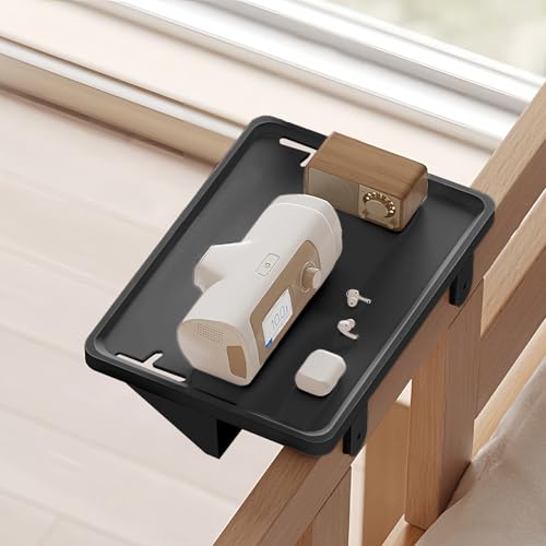 Bedside Shelf, Clip On Nightstand, Bedside Table Tray Organizer，Bedside Shelf for Bunk & Loft Beds，Black (Black) - color: Black