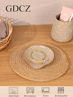 GDCZ Ceramic Jewelry Tray Set of 2, Personalized Trinket Dish with Pattern, Ring Dish, for Rings Earrings Necklaces Bracelet Watch Keys, Perfect for Gifts for Women (Grey) - color: Grey