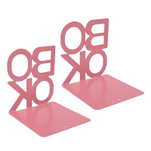 Decorative Bookends Book Ends Books DVDs CD Holder Video Game Organizer for Home Shelves Office School Study Metal Bookends Heavy Duty Non Skid Decorative (Pink) - size: Pink