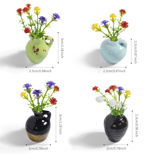 rhinocats Mini Vase Magnets for Fridge, Cute Magnetic Ceramic Vases for Refrigerator Kitchen Locker Office (4 Pack) - color: Mini Ceramic Vases 4-pcs