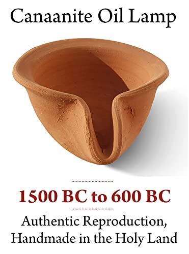 Canaanite Biblical Clay Oil Lamp – Authentic Terracotta Replica from The Time of The Bible - Handmade in The Holy Land for Christian and Jewish Prayer or Gift - color: Herodian - Biblical Brown Canaanite