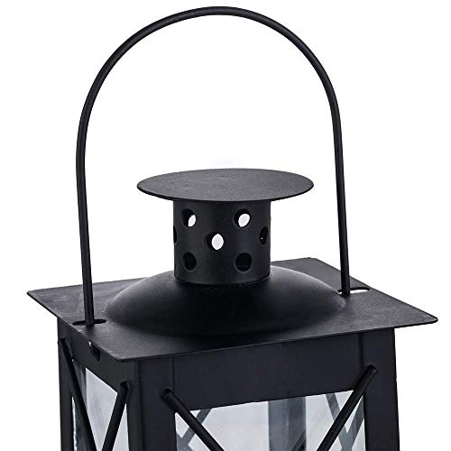 2 Pcs Tealight Lanterns Hanging Candle Holder, Metal Mini Decorative Led Tea Light Candleholder Decoration for Birthday Parties Wedding Centerpiece Relaxing Spa Setting (Black, 2 Pcs) - size: 2 Pcs