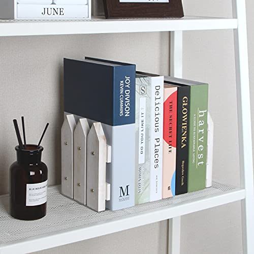 J JACKCUBE DESIGN White Rustic Wood Bookends Set of 2, Decorative Farmhouse Bookend for Heavy Books Magazine DVD on Desk Table Shelf - MK708A - color: White