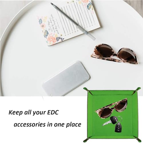 siduater Valet Tray Desktop Storage Organizer – Vegan Leather Catchall Tray Bedside Vanity Tray Nightstand Caddy Holder for Remote Controller, Watch, Keys, Phone, Wallet, Coin, Jewelry, Midnight Green - color: Midnight Green