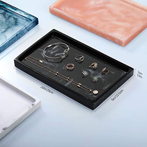 Emibele Bathroom Tray, Resin Countertop Vanity Tray Jewelry Storage Dresser Tray Kitchen Toilet Tank Tray Organizer for Candle Plant Perfume Shampoo Towel Home Decor, Medium, Ink Black - color: Ink Black, size: 10" x 6.1" x 0.8"