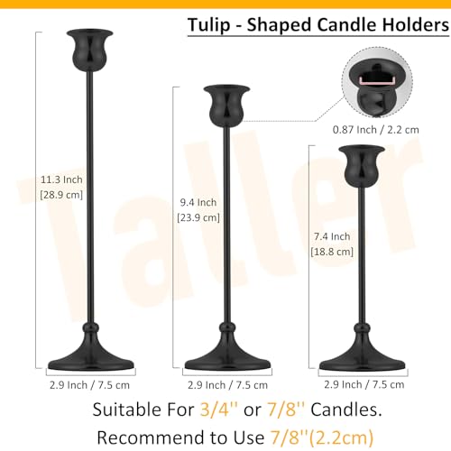 Taper Candle Holder Tall Vintage Metal Candlestick Holders Candle Stick Candelabra for Halloween Thanksgiving Christmas Holiday Wedding (Matt Black, 2 Sets (6 pcs)) - color: Matt Black, size: 2 sets (6 pcs)