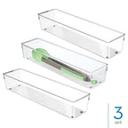 iDesign Plastic Drawer Organizer Bins - Storage for Kitchen, Bathroom, and Desk Drawers - Set of 3 - Clear - style: Pack of 3