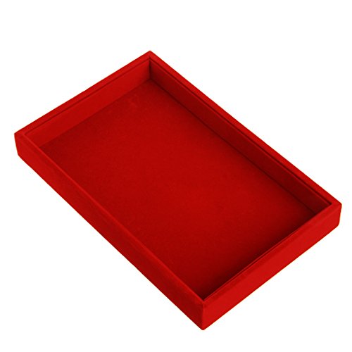 Youngy Velvet Jewelry Tray, Stackable Showcase Display Organizer for Ring Earring Necklace Pendants Bracelet Purple Black