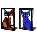 GUSFREUD Metal Cat Bookends Set of 2 – Decorative Cat Metal Book Ends for Shelves, The Mewsons Family Collection, Modern Cat Bookends for Living Room, Office & Bedroom