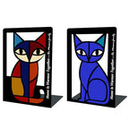 GUSFREUD Metal Cat Bookends Set of 2 – Decorative Cat Metal Book Ends for Shelves, The Mewsons Family Collection, Modern Cat Bookends for Living Room, Office & Bedroom
