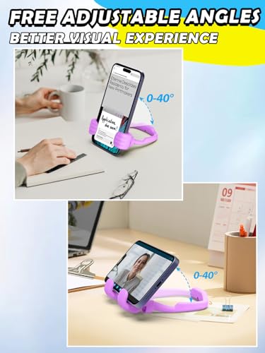 Stocking Stuffers for Teens Girls Adults Cell Phone Stand: Upgrade Adjustable Thumbs Up Lazy Phone Holder for Desk Cool Gadgets Fun Birthday Gifts Ideas for Kids Teenager Women Gifts for Christmas - color: Bright Purple