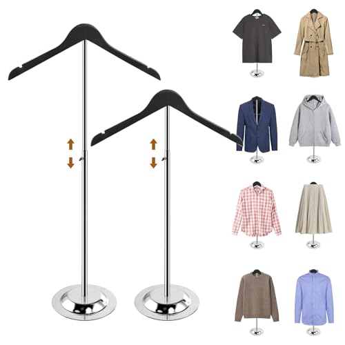 Adjustable Shirt Display Stand 2 Pcs, 20-35 Inch Height Tshirt Display Stand for Vendors, Wooden T Shirt Mannequin Display Shirts, Jacket, Coat at Clothing Vendor Events, Trade Fair, Trade Show(Black) - color: Black, size: 2Pcs