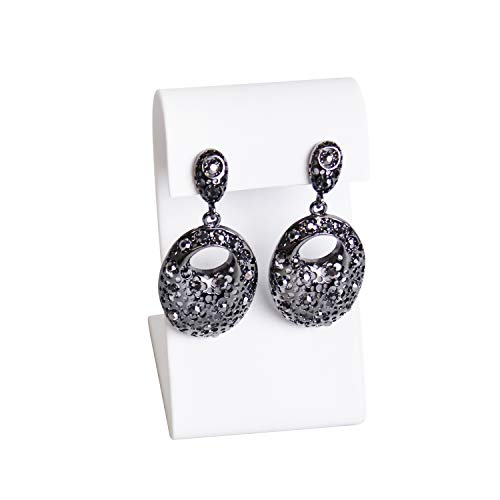 MOOCA 6 Pcs Earring Stand Display, White Faux Leather, 3 1/4 in H, Earring Jewelry Display Stands - color: White Faux Leather, Regular