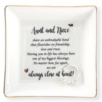 HOME SMILE Mother's Day Aunt Gifts from Niece,Aunt and Niece Gifts,Ceramic Jewelry Dish Tray for Aunts BirthdayValentine's,Thanksgiving,Xmas-Aunt and Niece Share an Unbreakable Bone - style: Aunt