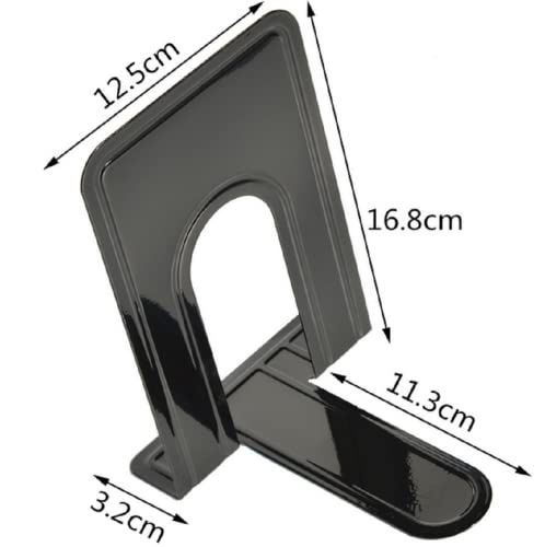 WENDIN 3 Pairs Bookends Metal Nonskid Bookends Economy Universal Book Ends Heavy Duty Bookshelves Organizer Office (Black-B)