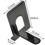 WENDIN 3 Pairs Bookends Metal Nonskid Bookends Economy Universal Book Ends Heavy Duty Bookshelves Organizer Office (Black-B)