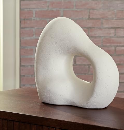 Signature Design by Ashley Arthrow Modern 11 in. Ceramic Abstract Sculpture, White - size: 13" W x 6" D x 11.25" H