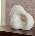 Signature Design by Ashley Arthrow Modern 11 in. Ceramic Abstract Sculpture, White - size: 13" W x 6" D x 11.25" H