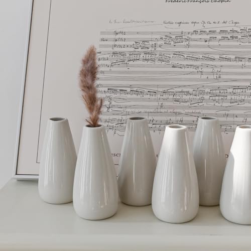 Modern White Ceramic Vase Set of 16 for Living Room Bedroom 5.1'' Minimalist Fresh Flower Vases for Home Decor Office Fireplace Centerpieces Nordic Style Gift for Fake Plant 16 Pack - color: 16 Pack White - Style 2 Large