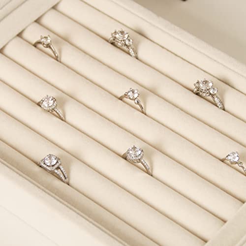 Pangkeep Ring Holder Display Tray Jewelry Organizer Stands for Selling Rings Earrings Show (Beige) - color: Beige